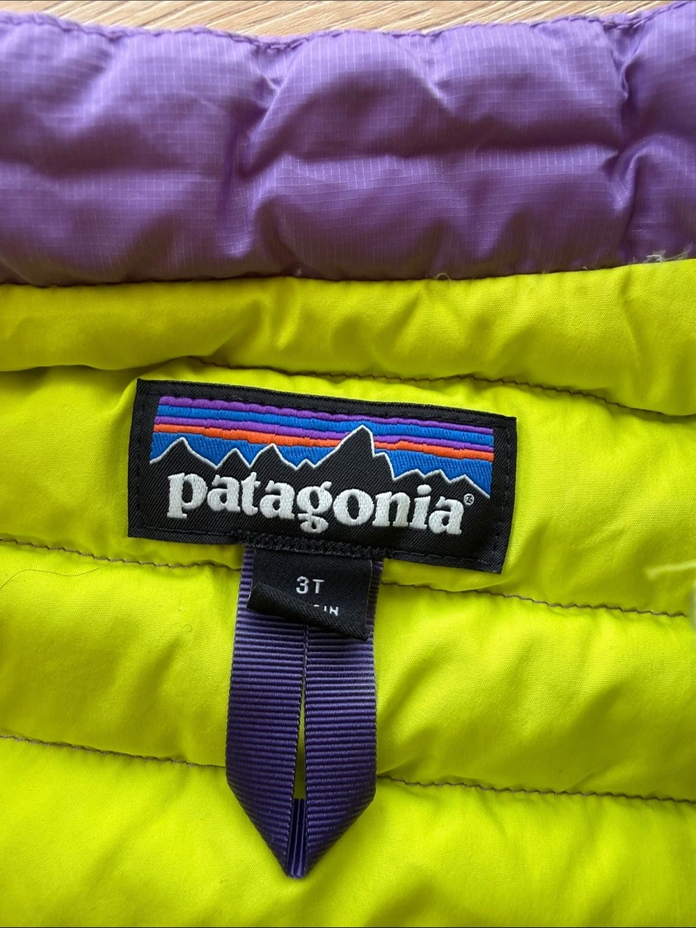 3t 💚💜Patagonia Purple Vest with Neon Yellow Trim